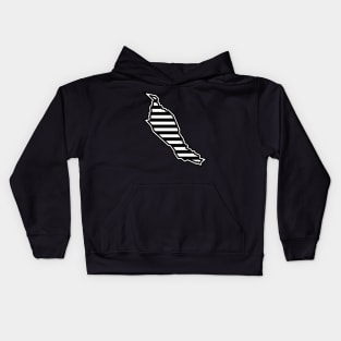 Denman Island Silhouette in Black and White Stripes - Line Pattern - Denman Island Kids Hoodie